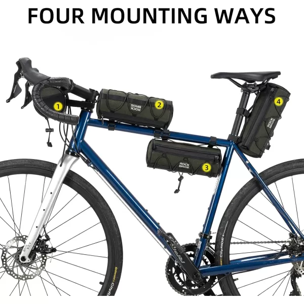 imageROCKBROS Bike Handlebar Bag Small Bicycle Handle Bar Bag Handy Front Bike Bags Handlebar Storage Pouch Pack with Shoulder Strap Little Mountain Road Bike Barrel BagDark Green