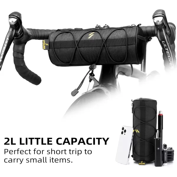imageROCKBROS Bike Handlebar Bag Small Bicycle Handle Bar Bag Handy Front Bike Bags Handlebar Storage Pouch Pack with Shoulder Strap Little Mountain Road Bike Barrel BagBlack