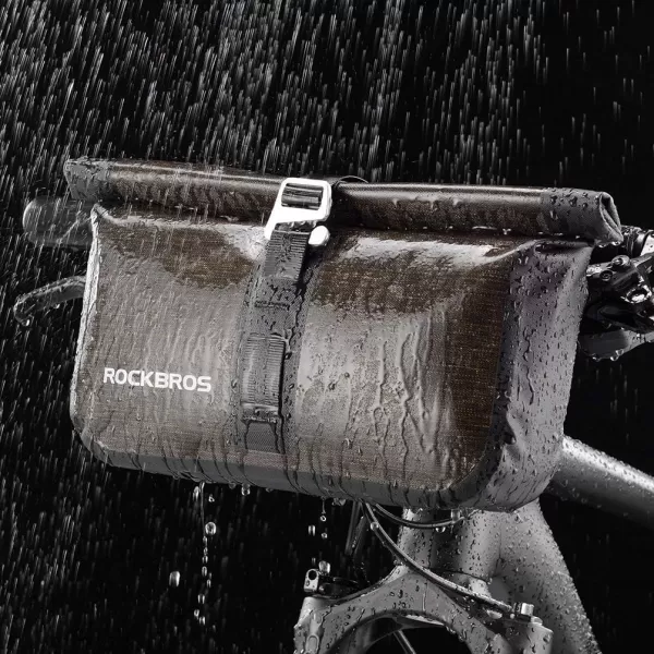 imageROCKBROS Bike Handlebar Bag Waterproof Bicycle Front Handlebar Bike Bag 6L Bikepacking Bag for Mountain Road Bicycles