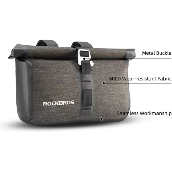 imageROCKBROS Bike Handlebar Bag Waterproof Bicycle Front Handlebar Bike Bag 6L Bikepacking Bag for Mountain Road Bicycles