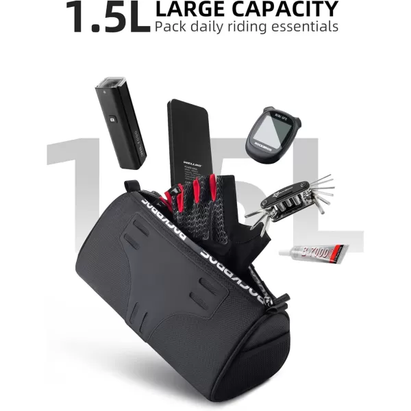 imageROCKBROS Bike Handlebar Bag with 15L Large Capacity Bike Bag Front Handlebar for Bicycles Reflective Bike Accessory Bags for MTB Road Bikesblack