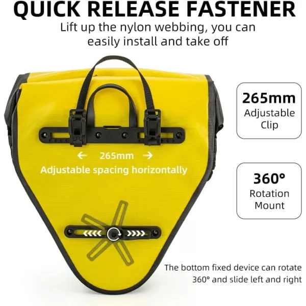 imageROCKBROS Bike Pannier Waterproof 27L Large Capacity Bike Bag Rear Rack Bicycle Pannier Bag Waterproof for Grocery Touring Cycling Triangle Grey1Triangle Yellow2