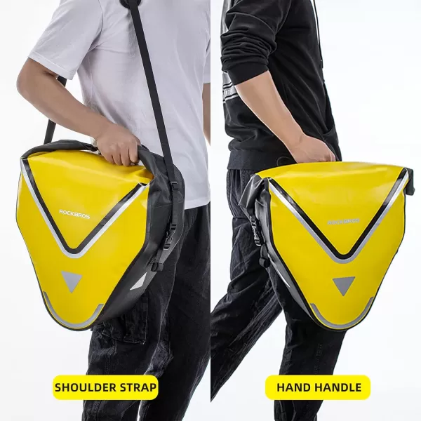 imageROCKBROS Bike Pannier Waterproof 27L Large Capacity Bike Bag Rear Rack Bicycle Pannier Bag Waterproof for Grocery Touring Cycling Triangle Grey1Triangle Yellow2