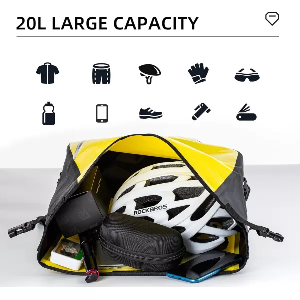 imageROCKBROS Bike Pannier Waterproof 27L Large Capacity Bike Bag Rear Rack Bicycle Pannier Bag Waterproof for Grocery Touring Cycling Triangle Grey1Triangle Yellow2