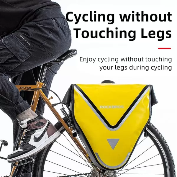 imageROCKBROS Bike Pannier Waterproof 27L Large Capacity Bike Bag Rear Rack Bicycle Pannier Bag Waterproof for Grocery Touring Cycling Triangle Grey1Triangle Yellow2