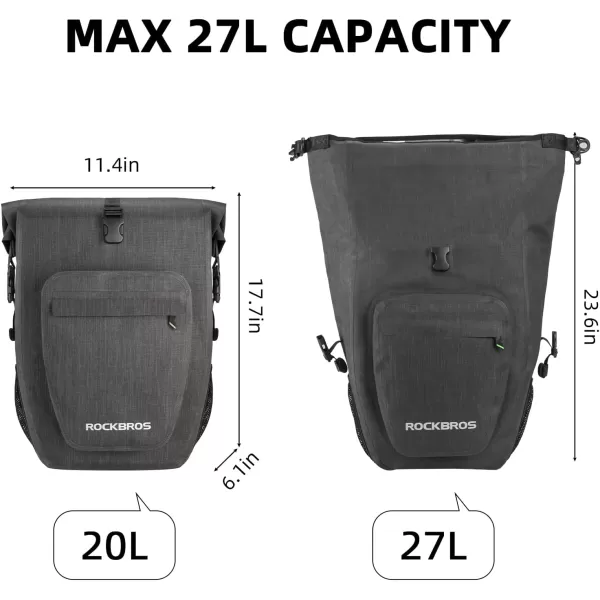 imageROCKBROS Bike Pannier Waterproof 27L Large Capacity Bike Bag Rear Rack Bicycle Pannier Bag Waterproof for Grocery Touring Cycling Triangle Grey1Upgraded khaki2