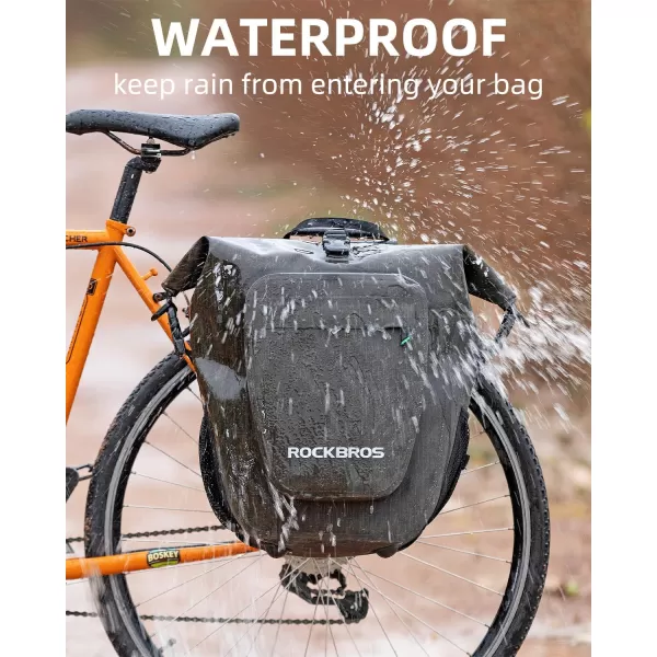 imageROCKBROS Bike Pannier Waterproof 27L Large Capacity Bike Bag Rear Rack Bicycle Pannier Bag Waterproof for Grocery Touring Cycling Triangle Grey1Upgraded khaki2