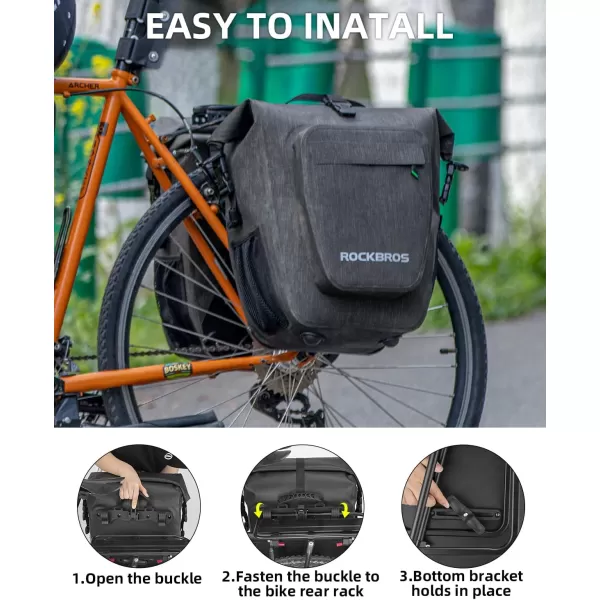 imageROCKBROS Bike Pannier Waterproof 27L Large Capacity Bike Bag Rear Rack Bicycle Pannier Bag Waterproof for Grocery Touring Cycling Triangle Grey1Upgraded khaki2