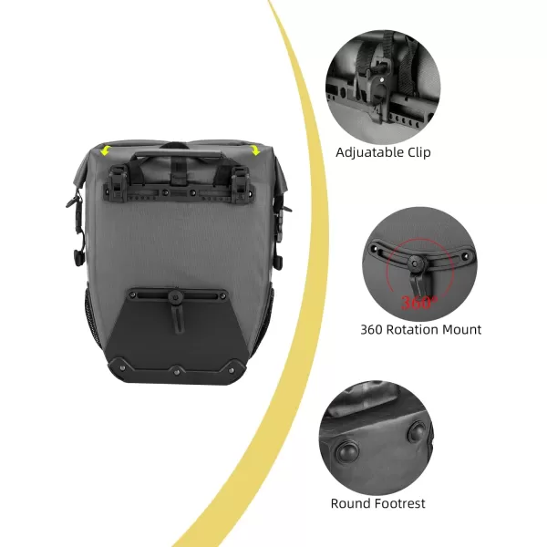 imageROCKBROS Bike Pannier Waterproof 27L Large Capacity Bike Bag Rear Rack Bicycle Pannier Bag Waterproof for Grocery Touring Cycling Triangle Grey1Upgraded khaki1