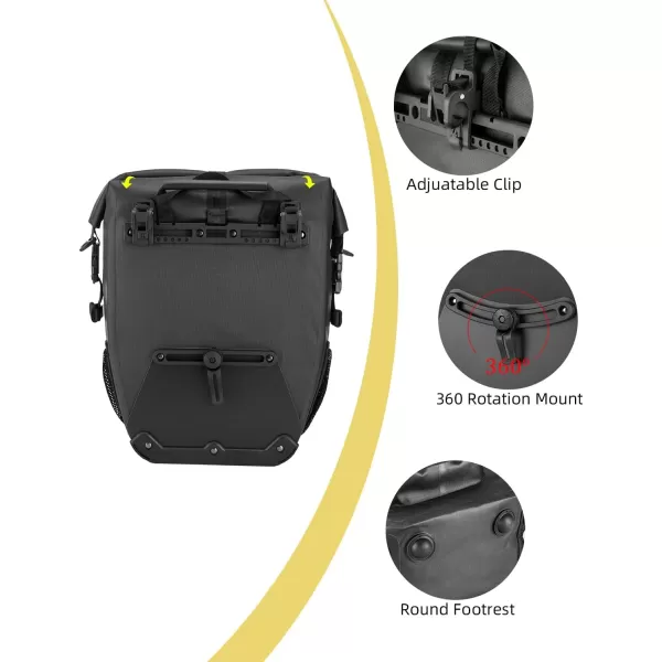 imageROCKBROS Bike Pannier Waterproof 27L Large Capacity Bike Bag Rear Rack Bicycle Pannier Bag Waterproof for Grocery Touring Cycling Triangle Grey1Upgraded black1