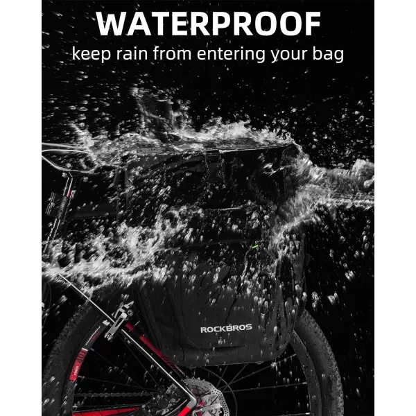 imageROCKBROS Bike Pannier Waterproof 27L Large Capacity Bike Bag Rear Rack Bicycle Pannier Bag Waterproof for Grocery Touring Cycling Triangle Grey1Upgraded black1