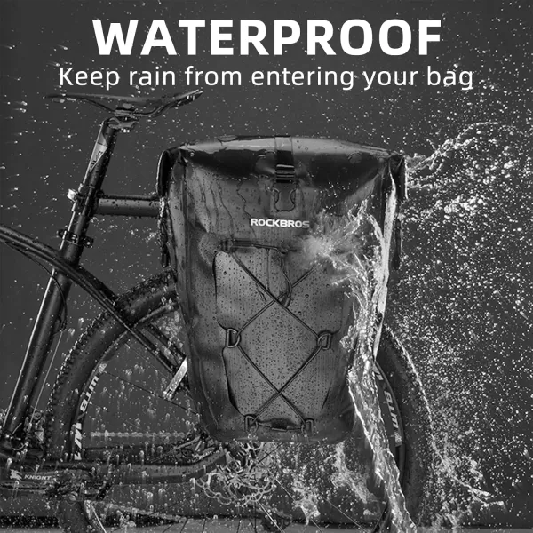 imageROCKBROS Bike Pannier Waterproof 27L Large Capacity Bike Bag Rear Rack Bicycle Pannier Bag Waterproof for Grocery Touring Cycling Triangle Grey1black1