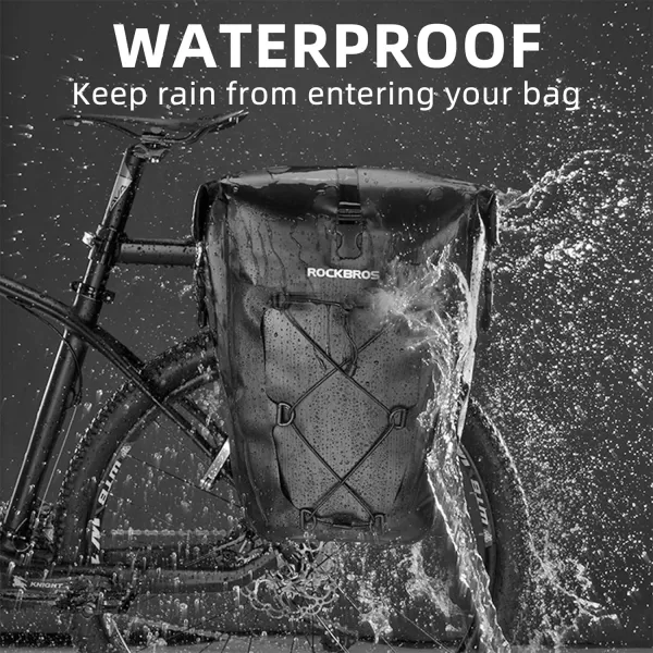 imageROCKBROS Bike Pannier Waterproof 27L Large Capacity Bike Bag Rear Rack Bicycle Pannier Bag Waterproof for Grocery Touring Cycling Triangle Grey1black2