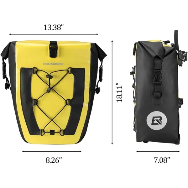 imageROCKBROS Bike Pannier Waterproof 27L Large Capacity Bike Bag Rear Rack Bicycle Pannier Bag Waterproof for Grocery Touring Cycling Triangle Grey1yellow2