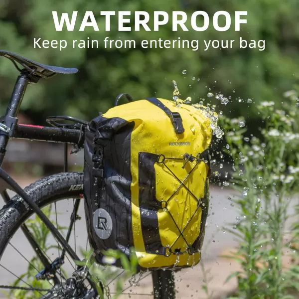 imageROCKBROS Bike Pannier Waterproof 27L Large Capacity Bike Bag Rear Rack Bicycle Pannier Bag Waterproof for Grocery Touring Cycling Triangle Grey1yellow2