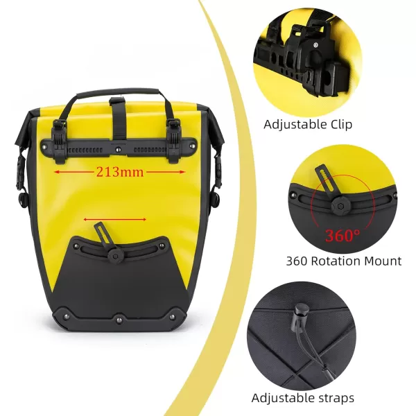 imageROCKBROS Bike Pannier Waterproof 27L Large Capacity Bike Bag Rear Rack Bicycle Pannier Bag Waterproof for Grocery Touring Cycling Triangle Grey1yellow2