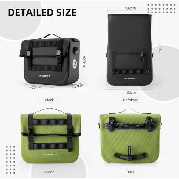 imageROCKBROS Bike Panniers 15L Capacity Waterproof Bike Rack Bag Bicycle Panniers for Cycling Commuting Bikepacking BlackBlack 2PCS