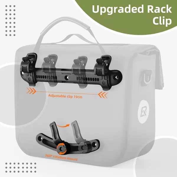 imageROCKBROS Bike Panniers 15L Capacity Waterproof Bike Rack Bag Bicycle Panniers for Cycling Commuting Bikepacking BlackGreen 2PCS