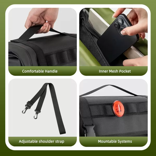 imageROCKBROS Bike Panniers 15L Capacity Waterproof Bike Rack Bag Bicycle Panniers for Cycling Commuting Bikepacking BlackGreen 2PCS