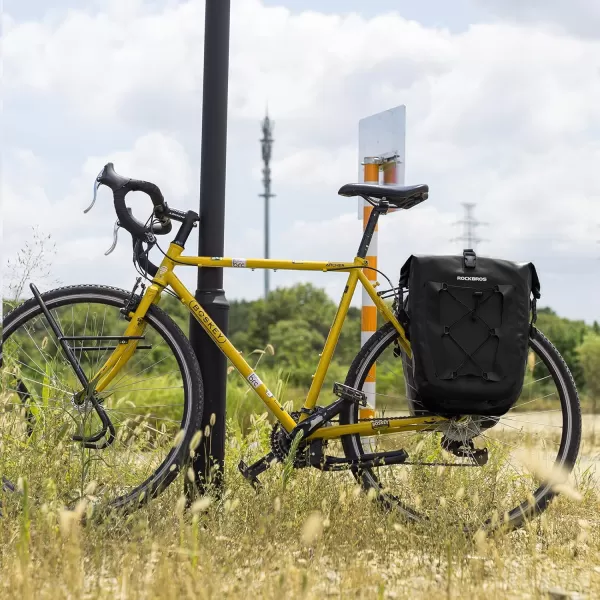 imageROCKBROS Bike Panniers Waterproof Bike Rear Rack Bag Max 30L Large Capacity Bike Rear Panniers for Cycling Traveling CommutingBlack1