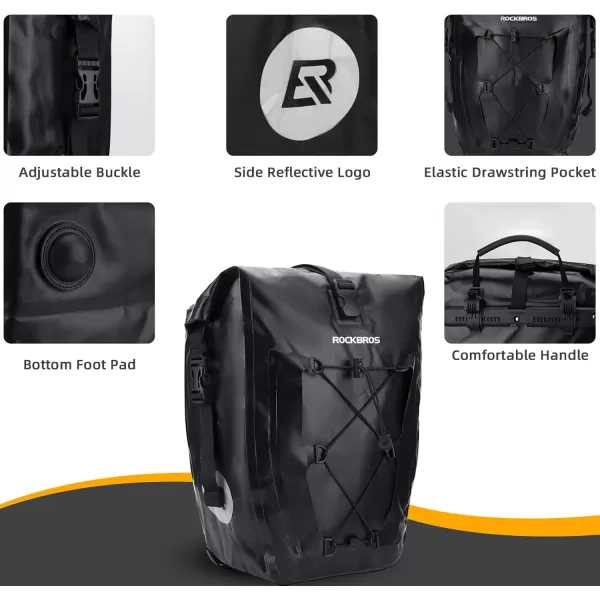 imageROCKBROS Bike Panniers Waterproof Bike Rear Rack Bag Max 30L Large Capacity Bike Rear Panniers for Cycling Traveling CommutingBlack2