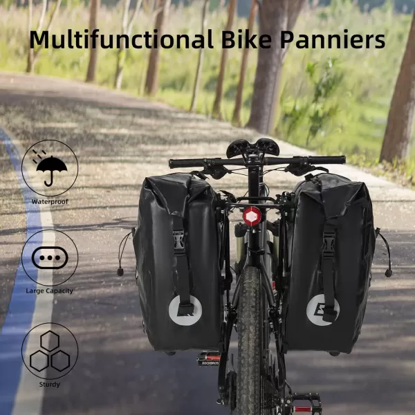 imageROCKBROS Bike Panniers Waterproof Bike Rear Rack Bag Max 30L Large Capacity Bike Rear Panniers for Cycling Traveling CommutingBlack2