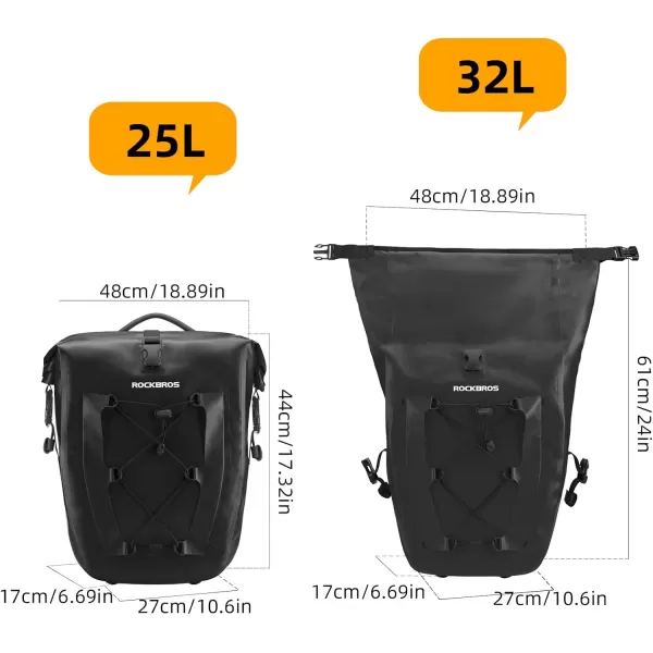 imageROCKBROS Bike Panniers Waterproof Bike Rear Rack Bag Max 30L Large Capacity Bike Rear Panniers for Cycling Traveling CommutingBlack2