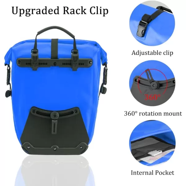imageROCKBROS Bike Panniers Waterproof Bike Rear Rack Bag Max 30L Large Capacity Bike Rear Panniers for Cycling Traveling CommutingBlue2