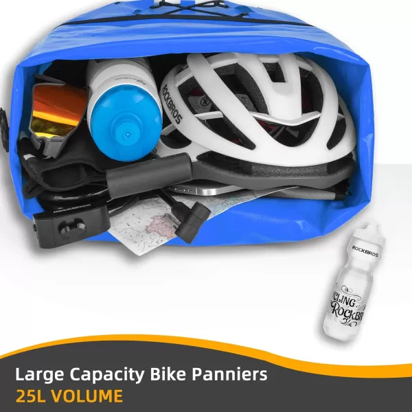imageROCKBROS Bike Panniers Waterproof Bike Rear Rack Bag Max 30L Large Capacity Bike Rear Panniers for Cycling Traveling CommutingBlue2
