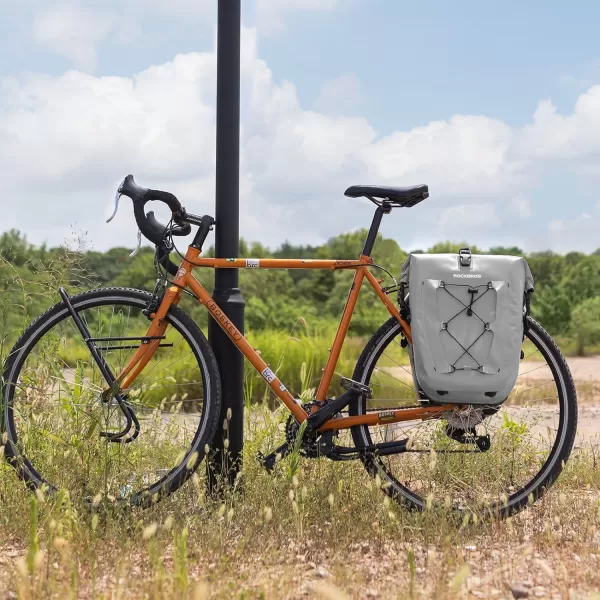 imageROCKBROS Bike Panniers Waterproof Bike Rear Rack Bag Max 30L Large Capacity Bike Rear Panniers for Cycling Traveling CommutingGrey2