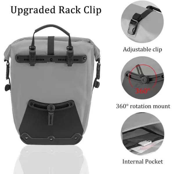 imageROCKBROS Bike Panniers Waterproof Bike Rear Rack Bag Max 30L Large Capacity Bike Rear Panniers for Cycling Traveling CommutingGrey2