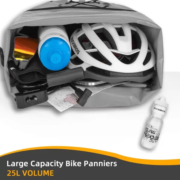 imageROCKBROS Bike Panniers Waterproof Bike Rear Rack Bag Max 30L Large Capacity Bike Rear Panniers for Cycling Traveling CommutingGrey2
