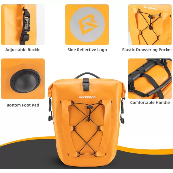 imageROCKBROS Bike Panniers Waterproof Bike Rear Rack Bag Max 30L Large Capacity Bike Rear Panniers for Cycling Traveling CommutingOrange2