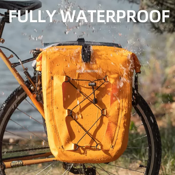imageROCKBROS Bike Panniers Waterproof Bike Rear Rack Bag Max 30L Large Capacity Bike Rear Panniers for Cycling Traveling CommutingOrange2