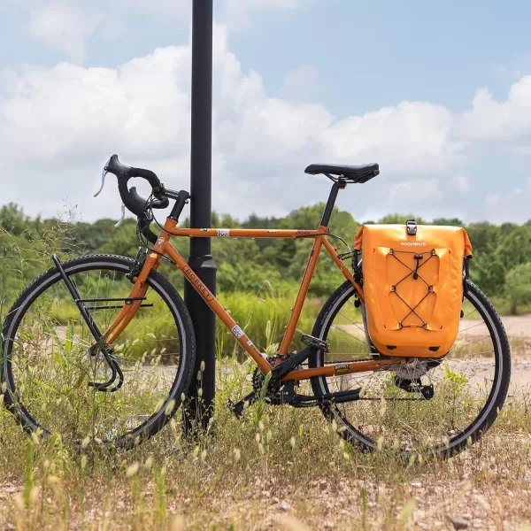 imageROCKBROS Bike Panniers Waterproof Bike Rear Rack Bag Max 30L Large Capacity Bike Rear Panniers for Cycling Traveling CommutingOrange2