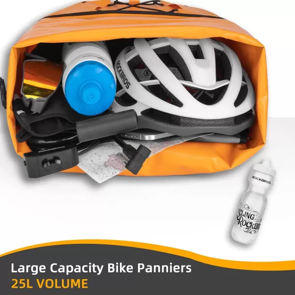 imageROCKBROS Bike Panniers Waterproof Bike Rear Rack Bag Max 30L Large Capacity Bike Rear Panniers for Cycling Traveling CommutingOrange2