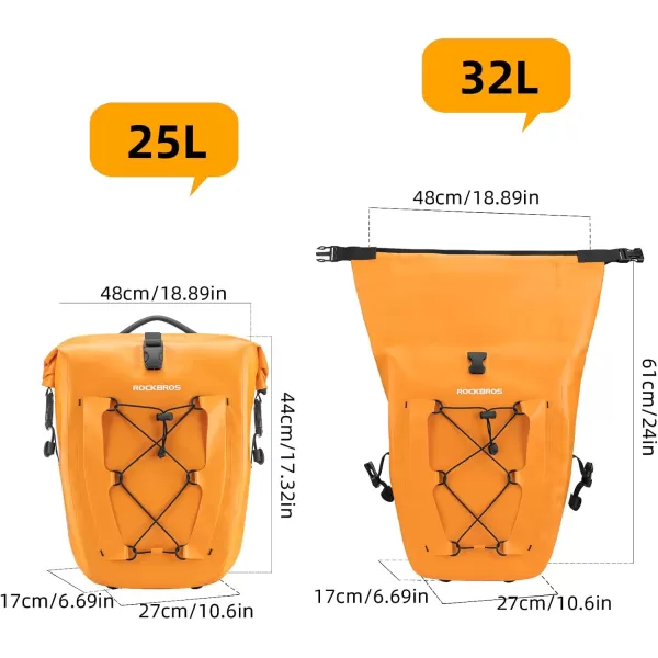 imageROCKBROS Bike Panniers Waterproof Bike Rear Rack Bag Max 30L Large Capacity Bike Rear Panniers for Cycling Traveling CommutingOrange2