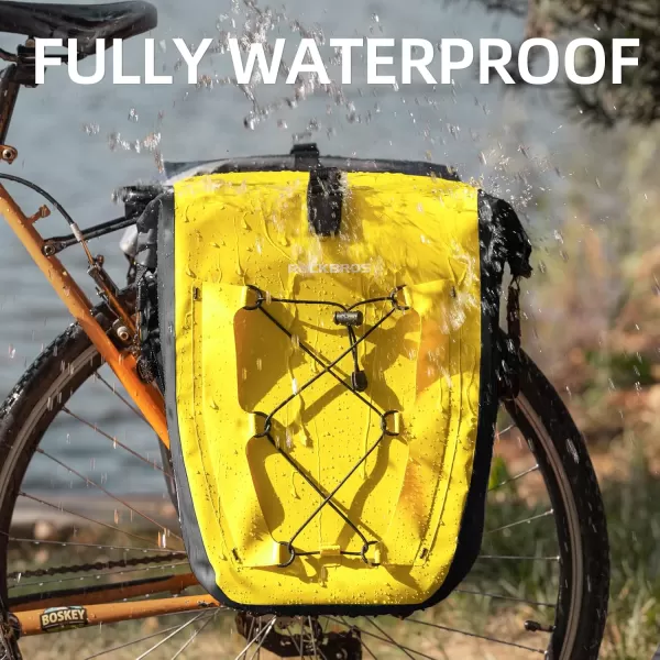 imageROCKBROS Bike Panniers Waterproof Bike Rear Rack Bag Max 30L Large Capacity Bike Rear Panniers for Cycling Traveling CommutingYellow2