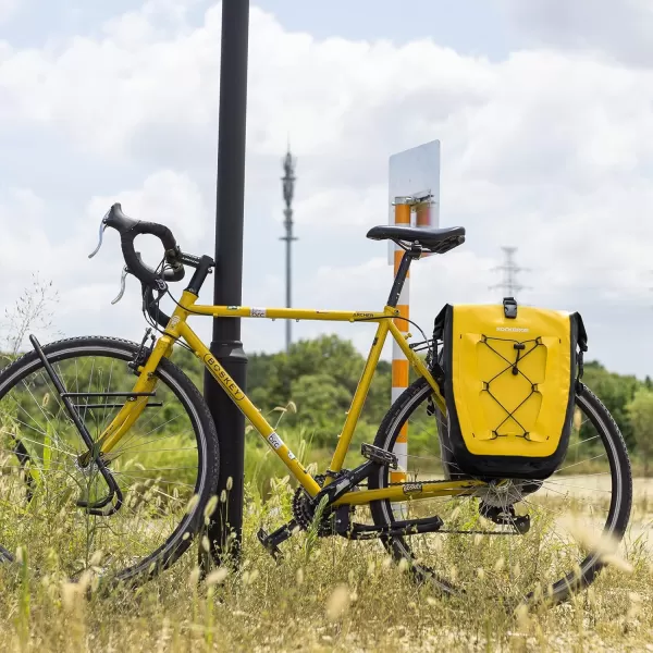 imageROCKBROS Bike Panniers Waterproof Bike Rear Rack Bag Max 30L Large Capacity Bike Rear Panniers for Cycling Traveling CommutingYellow2
