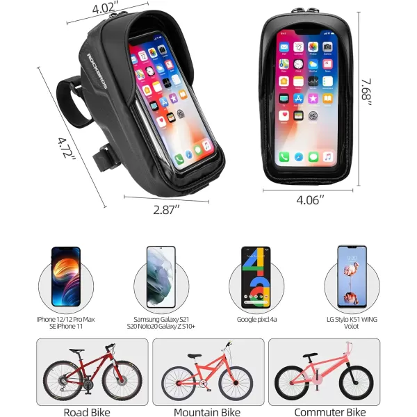 imageROCKBROS Bike Phone Mount Bag Bike Front Frame Handlebar Bag Waterproof Bike Phone Holder Case Bicycle Accessories Pouch Sensitive Touch Screen Compatible with iPhone 11 XS Max XR 8 Plus Below 65quotblack 2