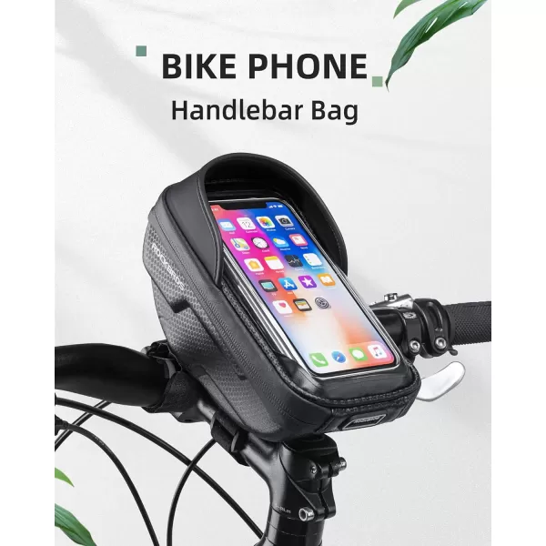 imageROCKBROS Bike Phone Mount Bag Bike Front Frame Handlebar Bag Waterproof Bike Phone Holder Case Bicycle Accessories Pouch Sensitive Touch Screen Compatible with iPhone 11 XS Max XR 8 Plus Below 65quotblack 2