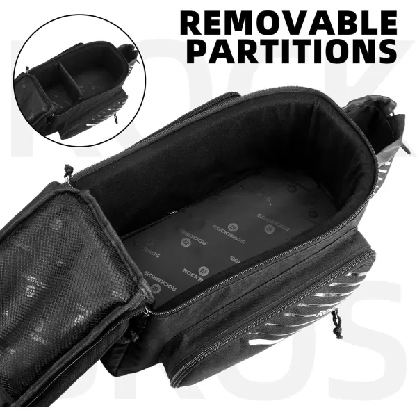 imageROCKBROS Bike Rack Bag Bicycle Bag Trunk Rear Rack Bag Bike Panniers Bike Accessories Basket Storage Luggage Saddle Shoulder Bag 13L With Rain Cover