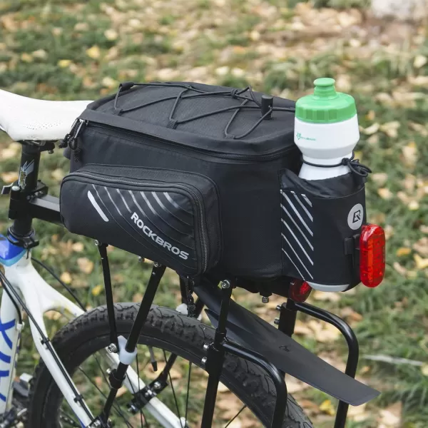 imageROCKBROS Bike Rack Bag Bicycle Bag Trunk Rear Rack Bag Bike Panniers Bike Accessories Basket Storage Luggage Saddle Shoulder Bag 13L With Rain Cover