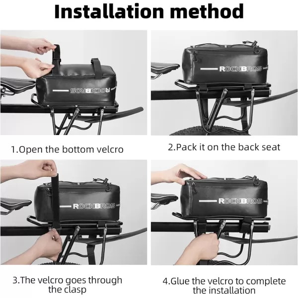 imageROCKBROS Bike Rack Bag Bike Trunk Bag Rear Bike Rack Bag for Travel with Rain Cover ampamp Reflective Stripes 6LBlack6L