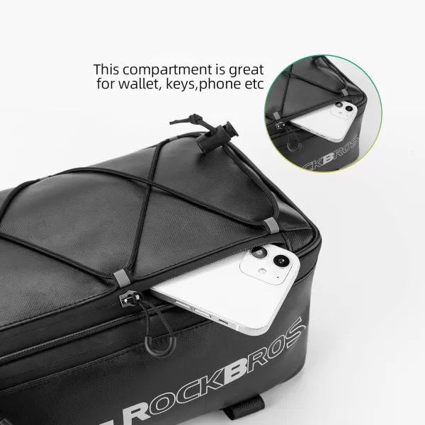 imageROCKBROS Bike Rack Bag Bike Trunk Bag Rear Bike Rack Bag for Travel with Rain Cover ampamp Reflective Stripes 6LBlack6L