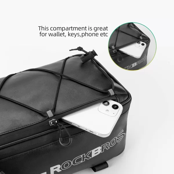 imageROCKBROS Bike Rack Bag Bike Trunk Bag Rear Bike Rack Bag for Travel with Rain Cover ampamp Reflective Stripes 6LBlack9L