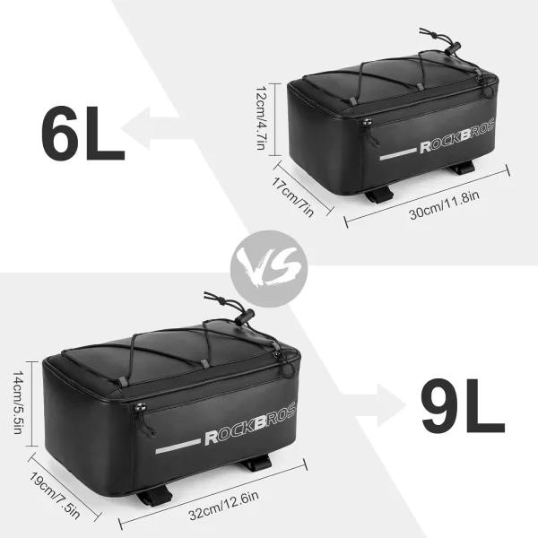 imageROCKBROS Bike Rack Bag Bike Trunk Bag Rear Bike Rack Bag for Travel with Rain Cover ampamp Reflective Stripes 6LBlack9L