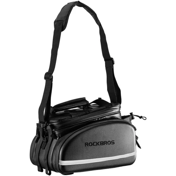 imageROCKBROS Bike Rack Bag Trunk Waterproof Carbon Leather Bicycle Rear Seat Cargo Pack Pannier Handbag