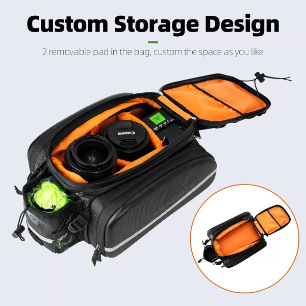 imageROCKBROS Bike Rack Bag Trunk Waterproof Carbon Leather Bicycle Rear Seat Cargo Pack Pannier Handbag