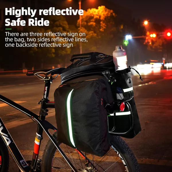 imageROCKBROS Bike Rack Bag Trunk Waterproof Carbon Leather Bicycle Rear Seat Cargo Pack Pannier Handbag